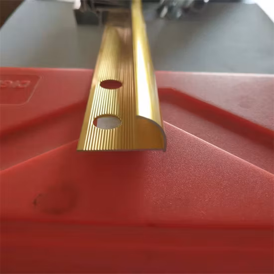 Gold Brushed or Polished Round Square or Quarter Round Decorative Aluminum Tile Trim for Flooring Carpet Stairs or Wall Corners