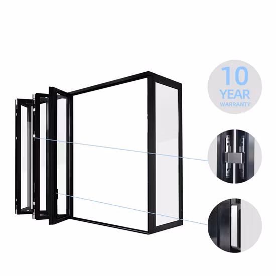 Aluminium Glass Vertical Bifold Window Modern Design Villa House Store Folding Windows