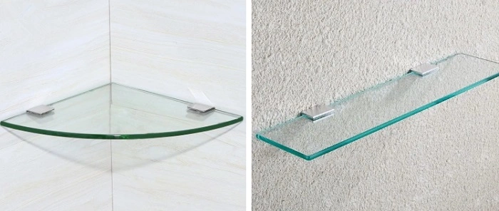6mm Quarter Round Clear Tempered Safety Glass Corner Shelf