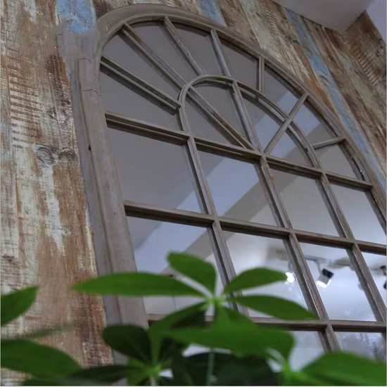 European Style Retro Wrought Iron Wall Hanging Decorative Mirror Porch Clothing Store American Fake Windows