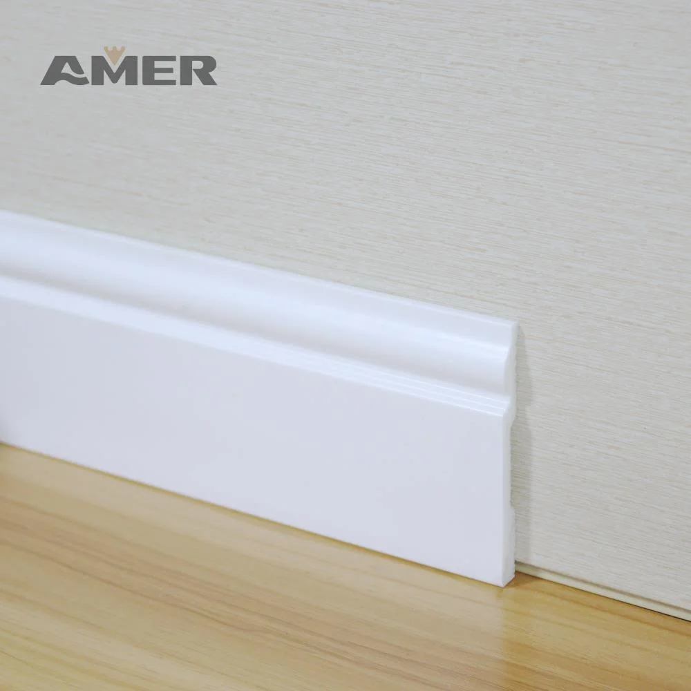 Rongke OEM Factory Water Proof White Interior Decoration Primed MDF Trim Solid Wood Surface Baseboard